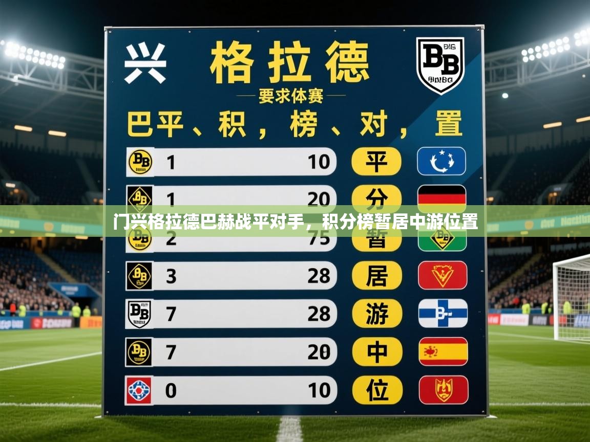 门兴格拉德巴赫战平对手，积分榜暂居中游位置  第3张